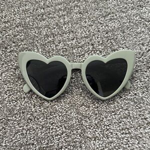 Heart-Shaped Sunglasses in Sage Green